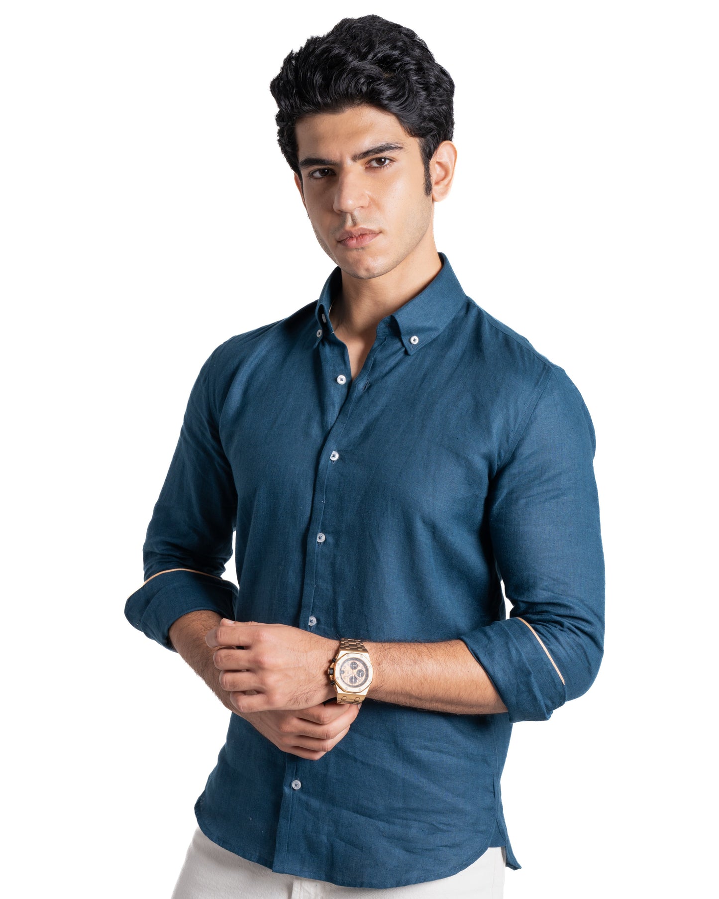Pure Linen Shirt - Earthy - Midnight