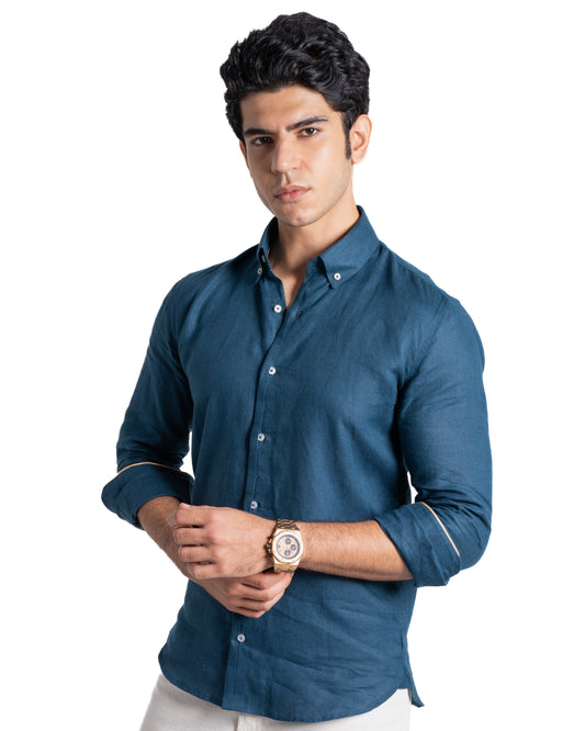 Pure Linen Shirt - Earthy - Midnight