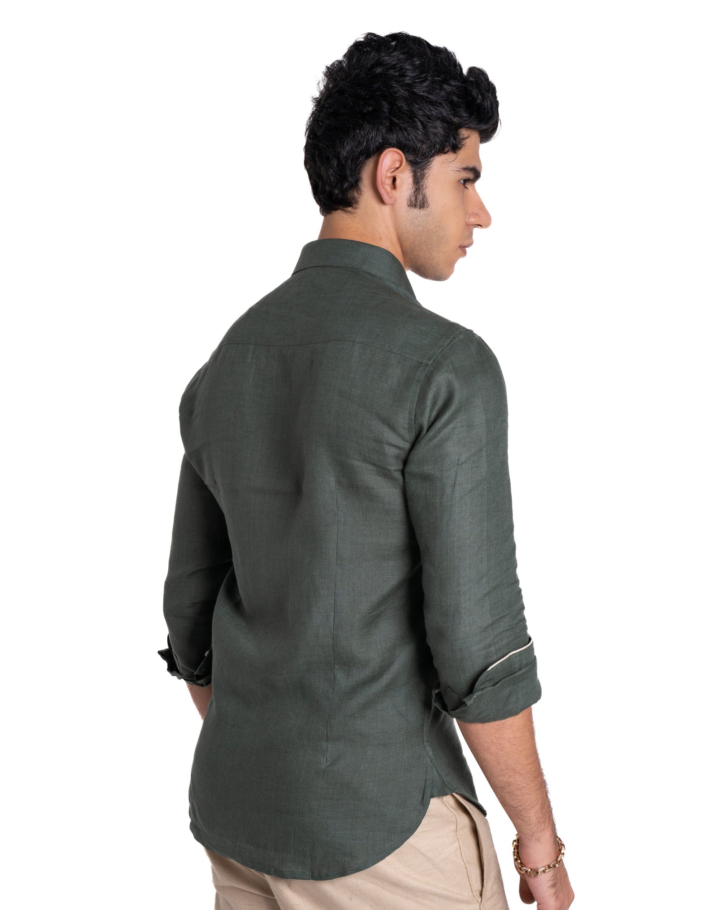 Pure Linen Shirt - Earthy - Moss