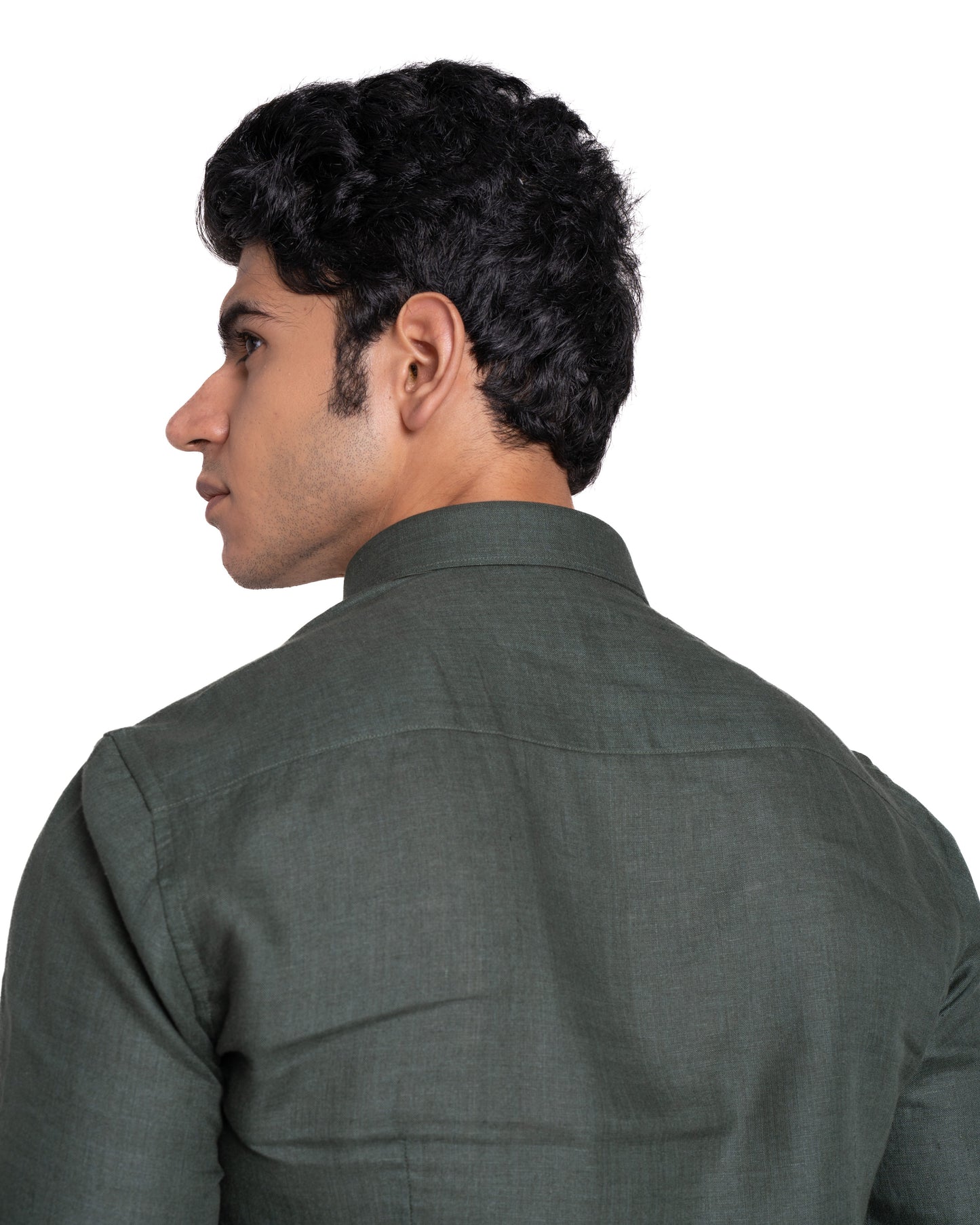 Pure Linen Shirt - Earthy - Moss