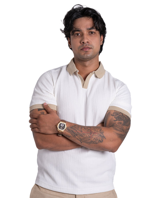 Hartley Polo – Contrast Collar - Sand Collar