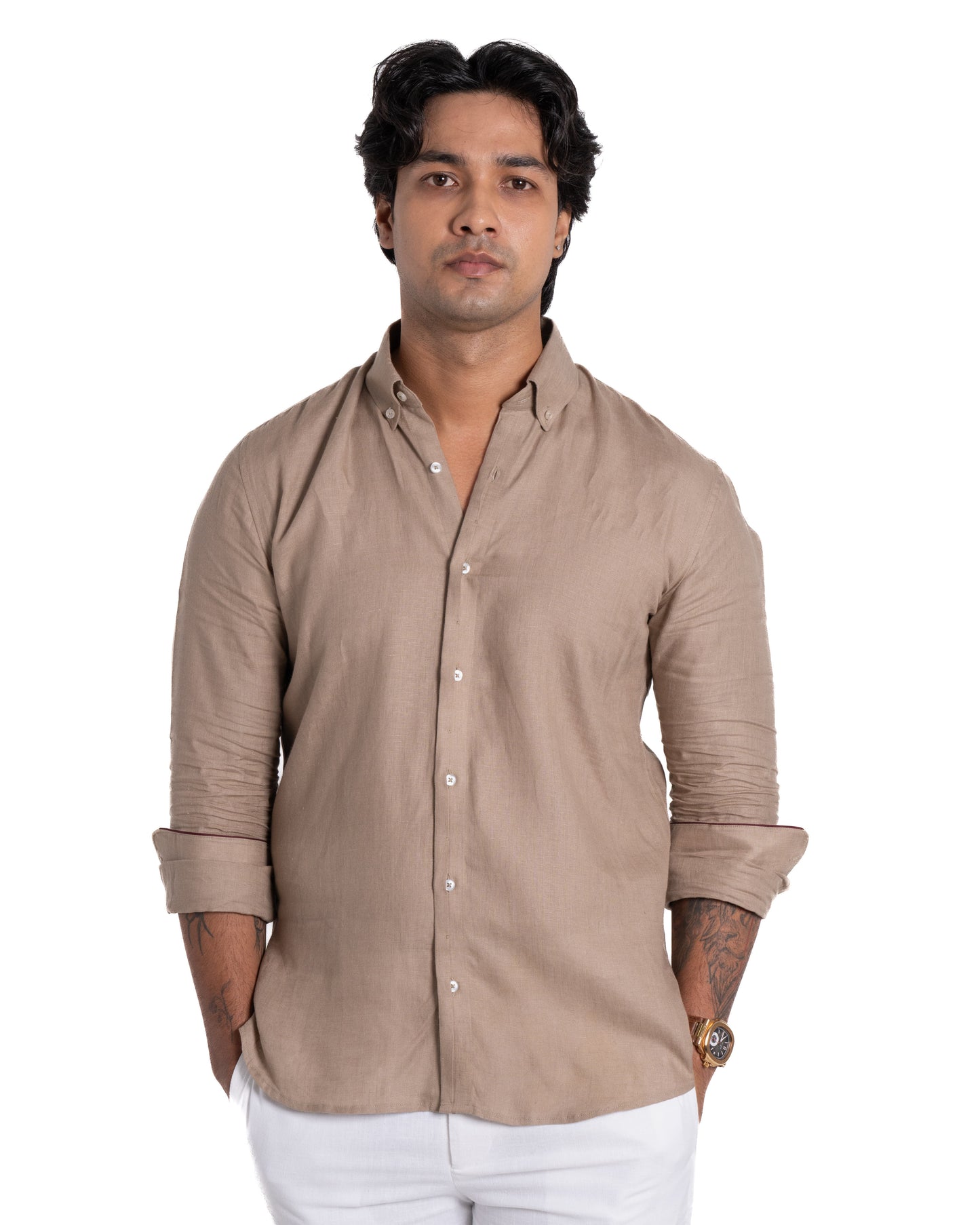 Pure Linen Shirt - Earthy - Sand